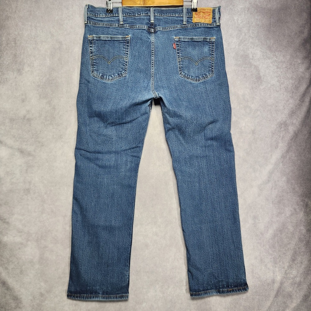 Levis 514 Mens Straight Fit Blue Denim Jeans 42x30 Stretch Medium Wash Pants